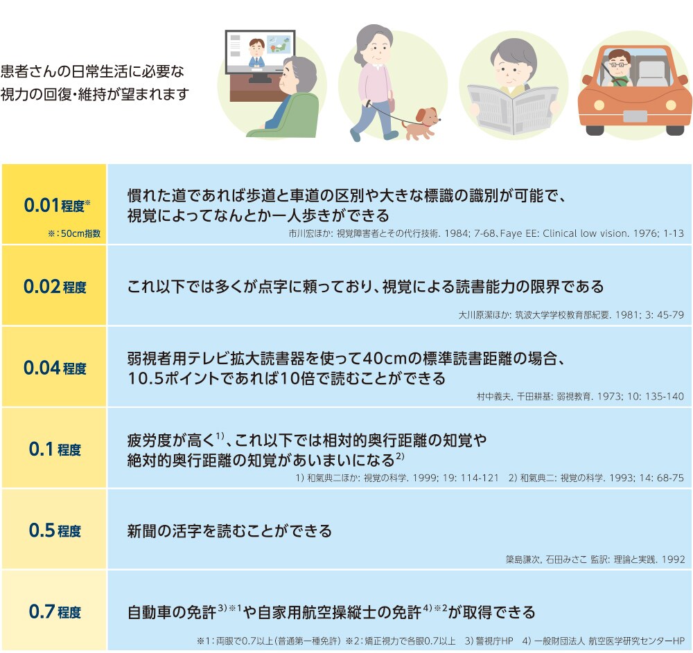 日常生活に必要な視力の目安 日常生活に必要な視力の目安