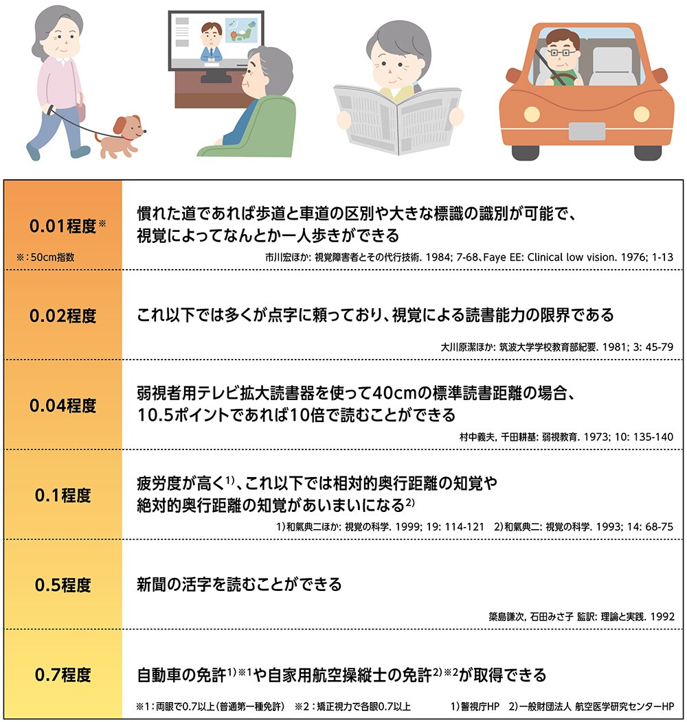 日常生活に必要な視力の目安 日常生活に必要な視力の目安