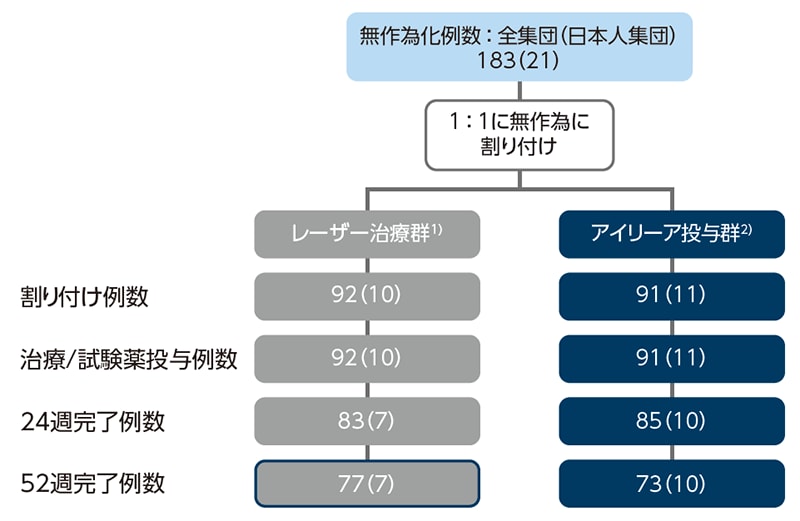 試験対象例数と各群の患者の内訳
