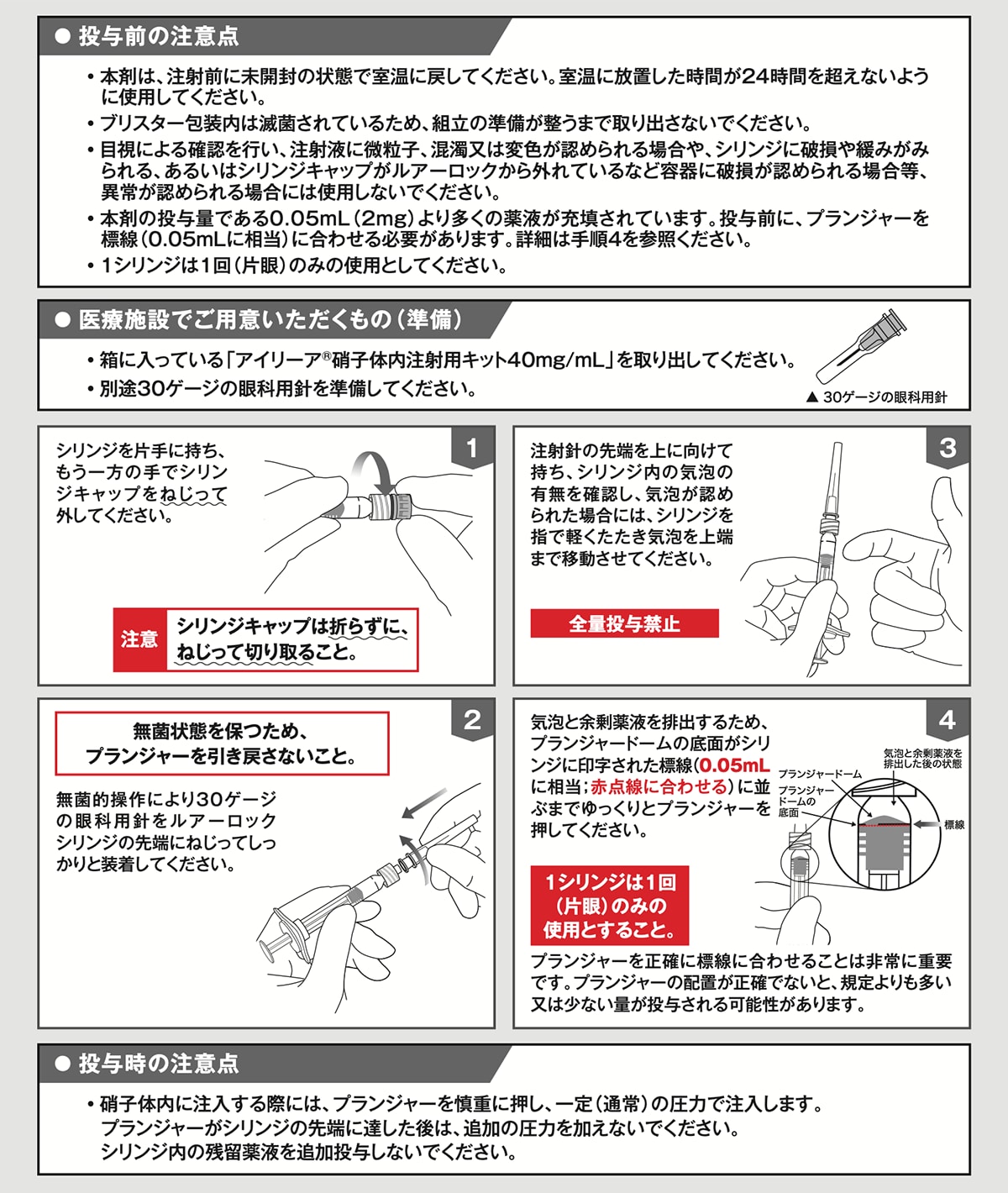 アイリーア®硝子体内注射用キット40mg/mLの使用方法